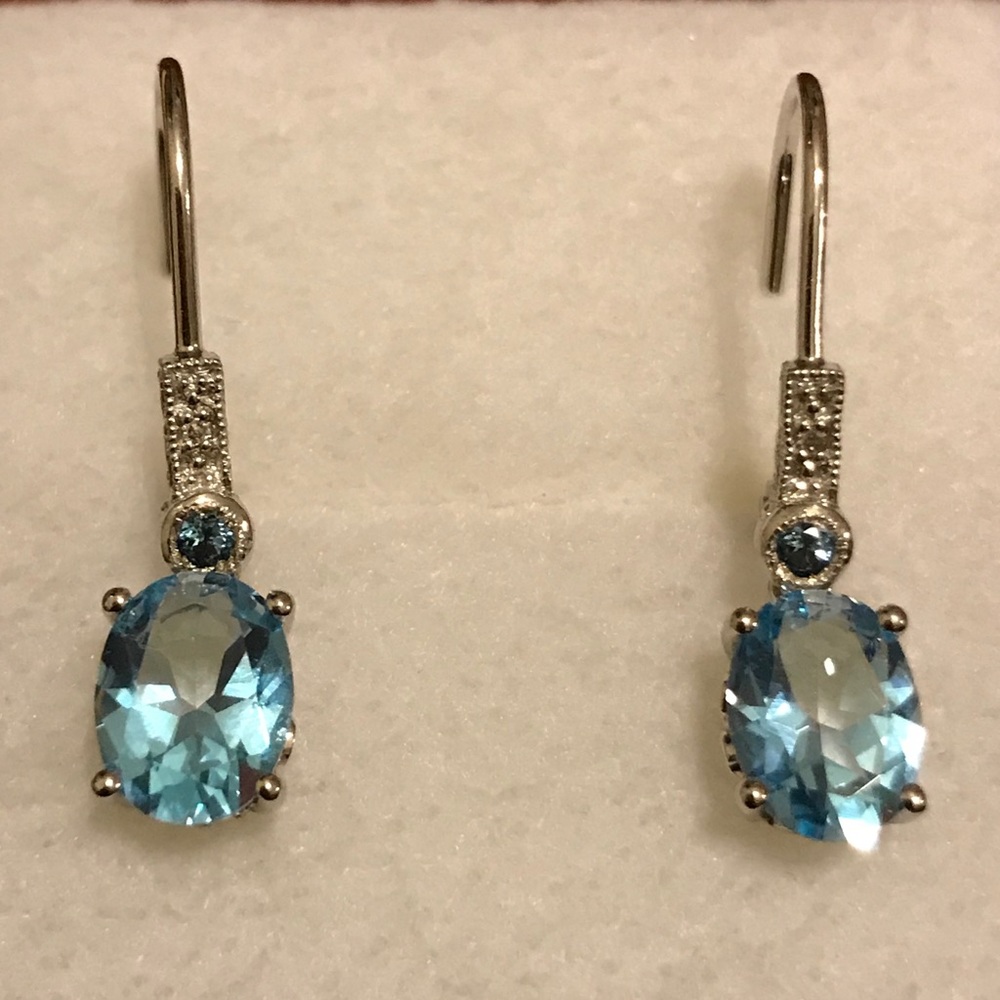 Jared 10k White Gold Blue Topaz Earrings